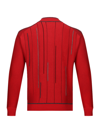Джемпер, стойка, на молнии, длин. рук., в полоску (00204, Красный, 58 - 3XL     )