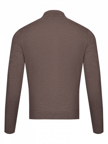 Поло, ворот стойка, пуговицы, однотон., дл/рукав (480, Темно-коричн., 46)