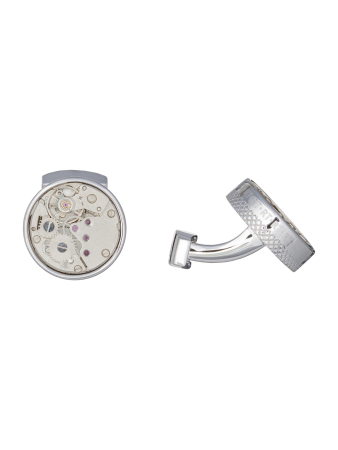 Запонки, TATEOSSIAN, Англия ((Rhodium) Серебряный, КРУГЛЫЕ, СКЕЛЕТОН, ЧАСОВОЙ МАХАНИЗМ)