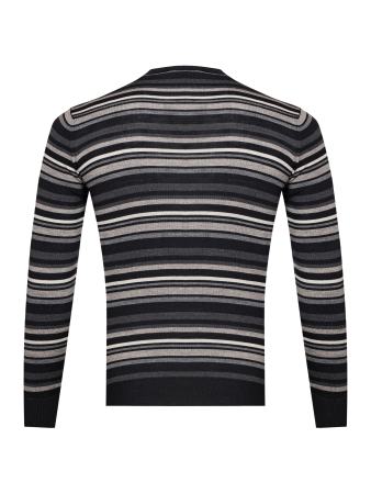 Джемпер, круглый ворот, в полоску (484, Черный, 48 - S )