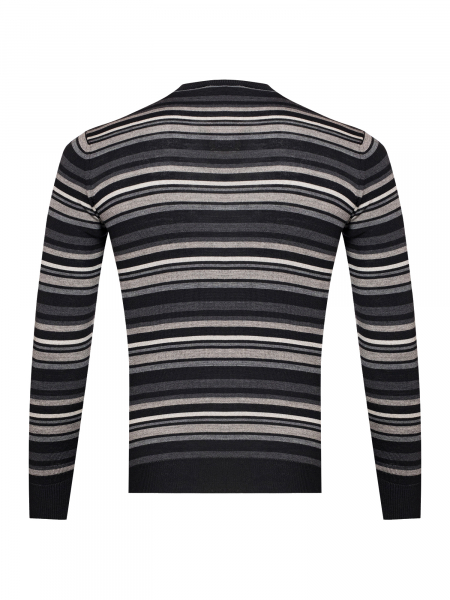 Джемпер, круглый ворот, в полоску (484, Черный, 48 - S )
