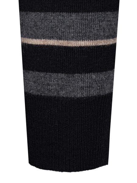 Джемпер, стойка, молния, в полоску (087, Черный, 48 - S)