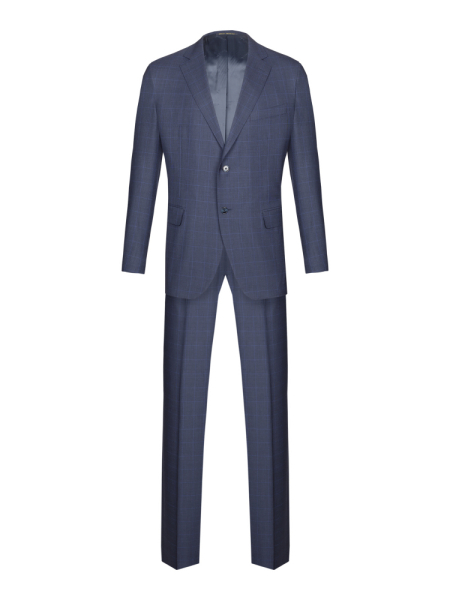 Костюм, Ravazzolo, средне-притал, клетка, 2 пугов., 2шл (16865, Темно-синий, 58, R)