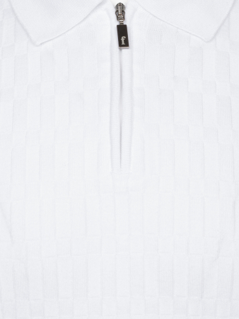 Поло на молния, короткий рукав, однотонное-сетка (001, Белый, 60)