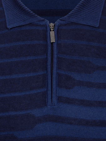 Поло, на молнии, кор/рук.,полоска (344, Т-синий/Синий, 50)