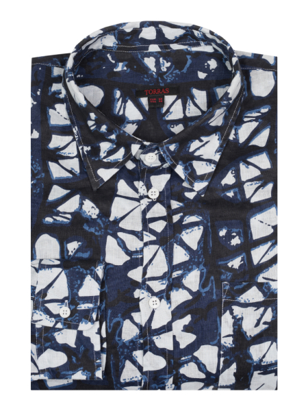 Сорочка, Torras, casual,  дл. рукава, льняная (00037, Разноцветная, 58)