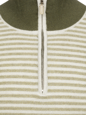 Джемпер, стойка ворот, на молнии, длин. рукав, в полоску (0003, Зеленый, 56 - XXL)