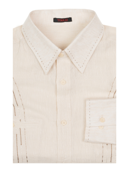 Сорочка, Torras, casual, длин. рук., льняная (00021, Бежевый, 52 )