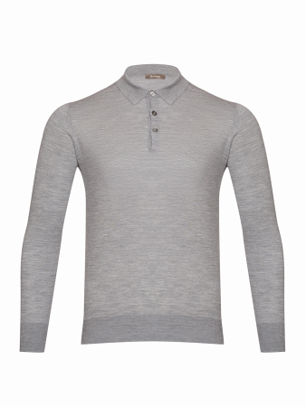 Поло 3 пуговицы, однотон., дл/рукав (015, Светло-серый, 50)