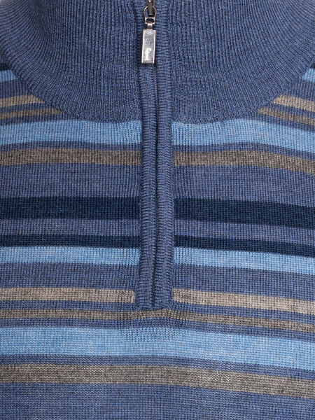 Джемпер, стойка, молния, в полоску_ (486, Синий, 48 - S )