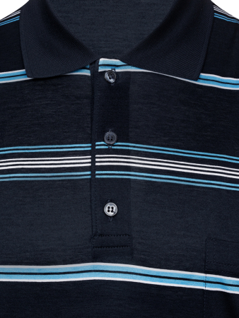 Поло в полоску, короткий рукав (250, Синий, 52 - L  рукав 25 см)