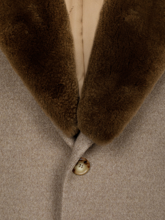 Пальто, Piacenza, одотон., .съемный норк. воротник (670/6, Бежевый, 58 - 3XL     )