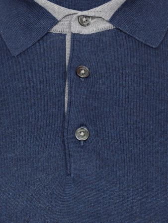 Поло, на пуговицах, кор/рук.,однотон. (124, Джинсовый, 48)