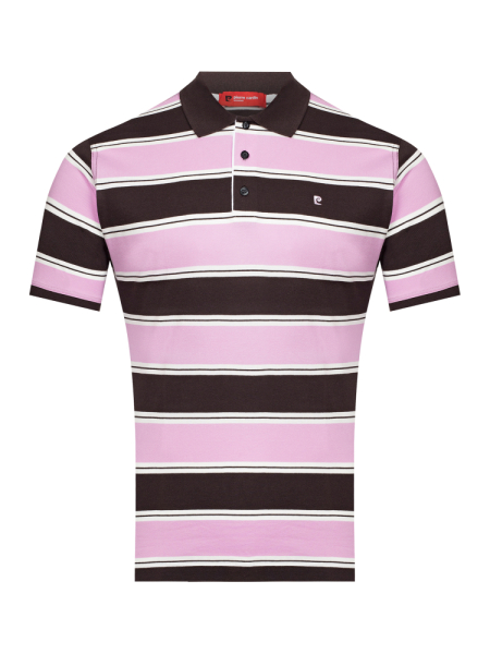 Поло в полоску, короткий рукав (400, Коричневый, 50 - M  рукав 23 см)