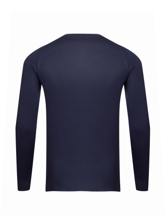 Джемпер,SLIM, круглый ворот, длинный рукав, однотонный (080, Синий, 56)