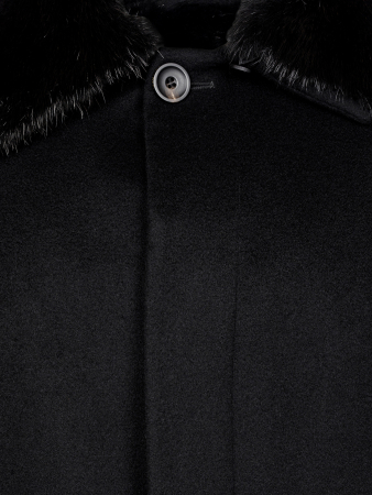 Пальто, Gallotti, длинное, кашемир, нутрия (999, Черный, 56 - XXL)