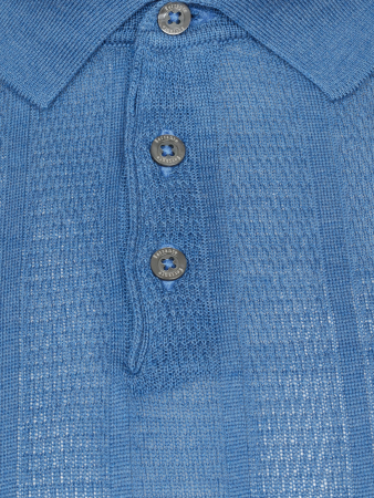 Поло на пуговицах, короткий рукав, однотонное-полоска (009, Синий, 50)