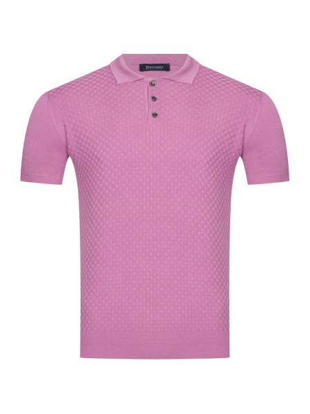 Поло на пуговицах, SF, однотон. в клетку, кор/ рукав (018, Сиреневый, 52 - L  рукав 19 см)