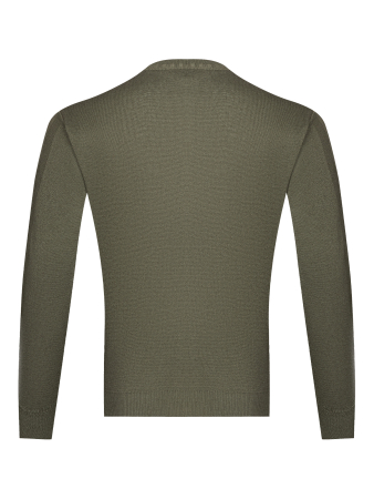 Джемпер трикотаж,  круглый ворот,  длин.рукав, замшевые полоски (00892, Зеленый, 56 - XXL)