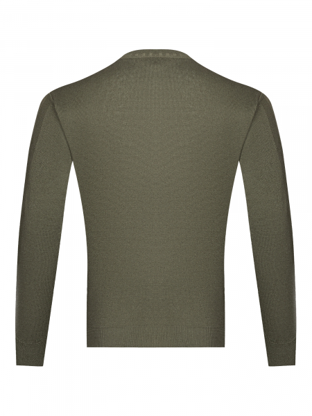 Джемпер трикотаж,  круглый ворот,  длин.рукав, замшевые полоски (00892, Зеленый, 56 - XXL)