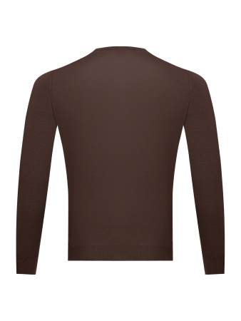 Джемпер, круглый ворот,  длинный рукав, однотонный (003, Коричневый, 48 - S  рукав 63 см)