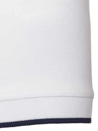 Поло однотонное, ворот с окантовкой, короткий рукав (001, Белый/Синий, 56 - XXL  рукав 26 см)