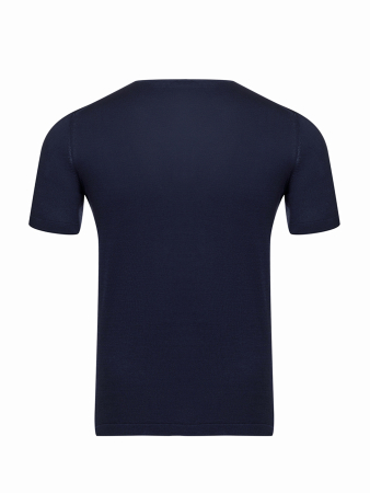 Джемпер,SLIM, круглый ворот, корот.рукав,карман, однотон. (008, Темно-синий, 52 )