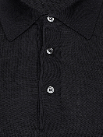 Поло, на пуговицах, длин. рукав (099, Черный, 48)
