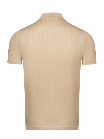 Поло ЕМ, однотонное, фактурная полоска, короткий рукав (900, Бежевый, 52 - L  рукав 25 см)