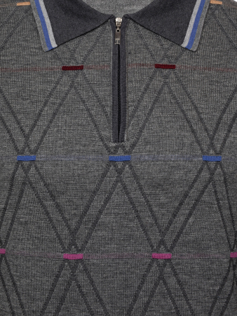 Поло  на  молнии, длин.рук.,клетка (00200, Серый, 46 - XS     )