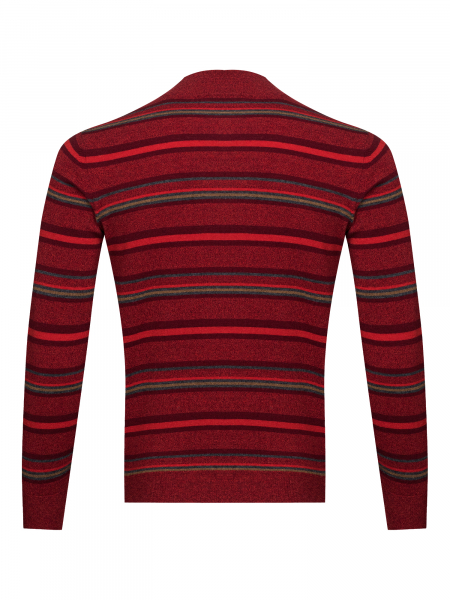 Джемпер, стойка, молния, в полоску (521, Вишня, 48 - S )