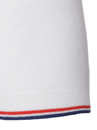 Поло без пуговиц, короткий рукав, ворот с окантовкой (260, Белый (син/красн), 58-3XL  рукав 29 см)