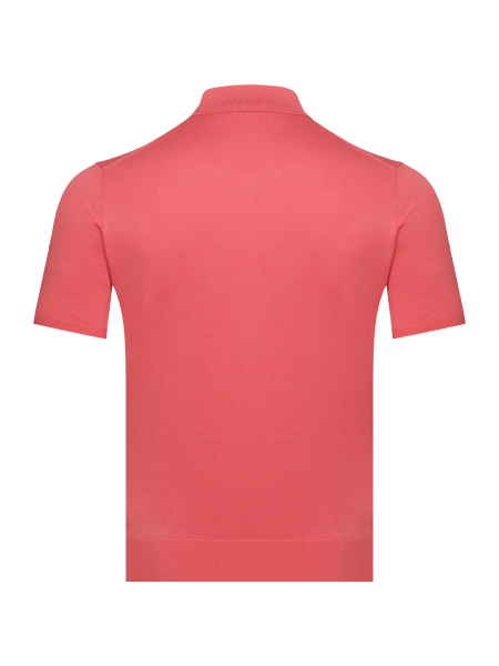 Поло на пуговицах, короткий рукав, однотонное (024, Коралловый, 58-3XL   рукав 23 см)