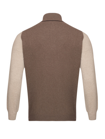 Джемпер, стойка ворот, на молнии, длин. рукав, в полоску (0001, Коричневый, 58 - 3XL     )