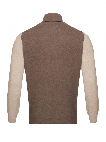 Джемпер, стойка ворот, на молнии, длин. рукав, в полоску (0001, Коричневый, 58 - 3XL     )