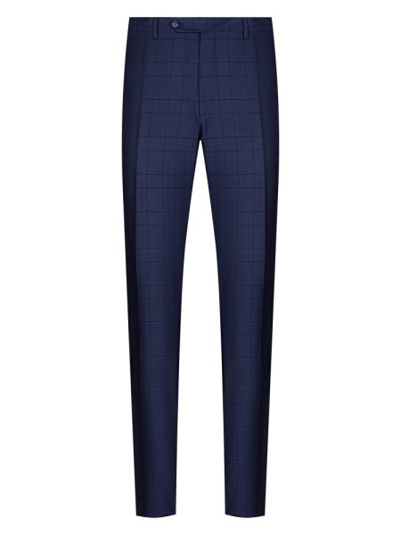 Брюки, Ravazzolo, средне-притал., без защипов, однотон., клетка (16744, Темно-синий, 56 , L)