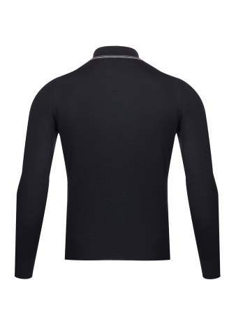 Поло, на пуговицах, длин. рукав (184, Черный, 50 - M)