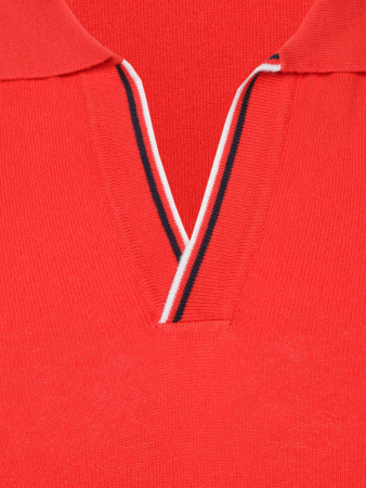 Поло без пуговиц, короткий рукав, ворот с окантовкой (265, Красный (черн/бел), 60-4XL  рукав 29 см)