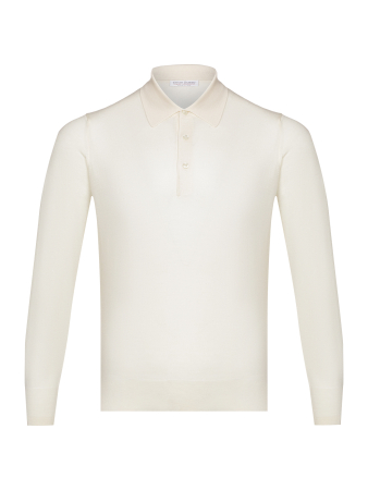 Поло, на пуговицах, длин. рукав (005, Белый, 58)