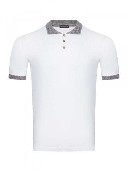 Поло, на пуговицах, кор/рук.,однотон. ворот меланж. (181, Белый, 48)