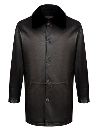 Дубленка, ворот - норка, подстежка - норка, (01120, Черный, 58 - 3XL     )